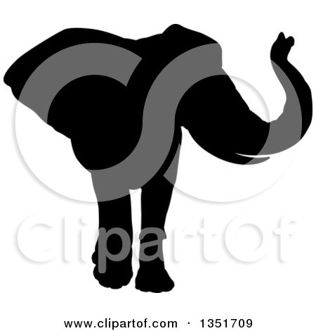 Clipart of a Black Silhouetted Elephant Walking 5 - Royalty Free Vector Illustration by AtStockIllustration