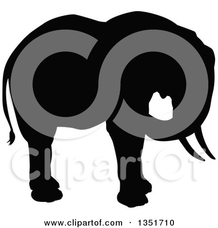 Clipart of a Black Silhouetted Elephant 7 - Royalty Free Vector Illustration by AtStockIllustration