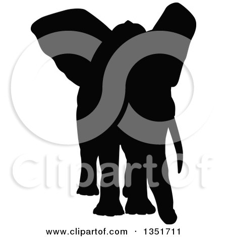 Clipart of a Black Silhouetted Elephant 8 - Royalty Free Vector Illustration by AtStockIllustration