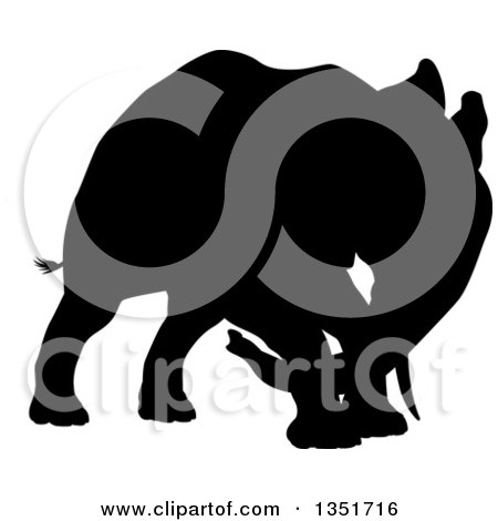 Clipart of a Black Silhouetted Elephant 2 - Royalty Free Vector Illustration by AtStockIllustration