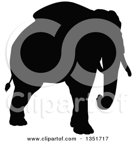 Clipart of a Black Silhouetted Elephant 5 - Royalty Free Vector Illustration by AtStockIllustration