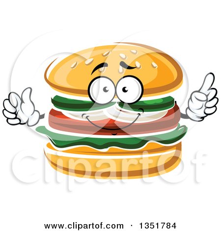 Clipart of a Cartoon Hamburger Character - Royalty Free Vector Illustration by Vector Tradition SM