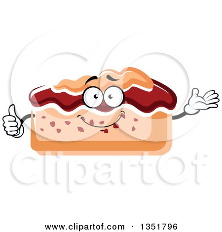 Clipart of a Cartoon Slice of Cake Character - Royalty Free Vector Illustration by Vector Tradition SM