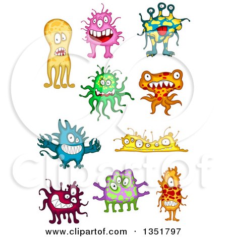 Clipart of Cartoon Germs, Viruses or Monsters - Royalty Free Vector Illustration by Vector Tradition SM