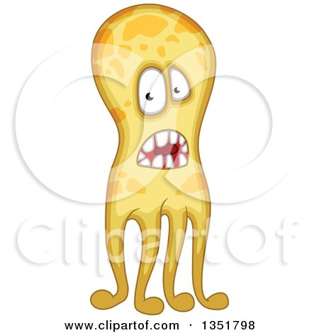 Clipart of a Cartoon Yellow Tentacled Germ, Virus or Monster - Royalty Free Vector Illustration by Vector Tradition SM