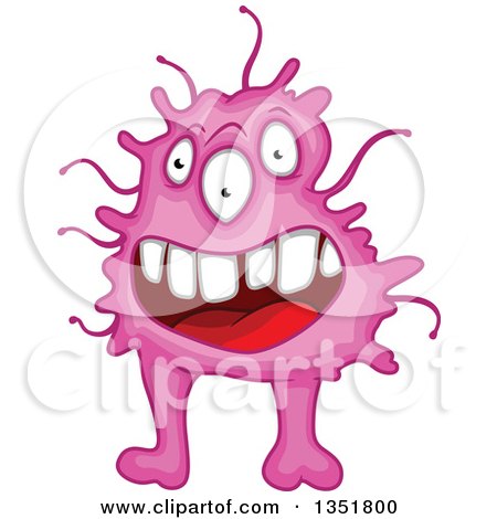 Clipart of a Cartoon Pink Germ, Virus or Monster - Royalty Free Vector Illustration by Vector Tradition SM