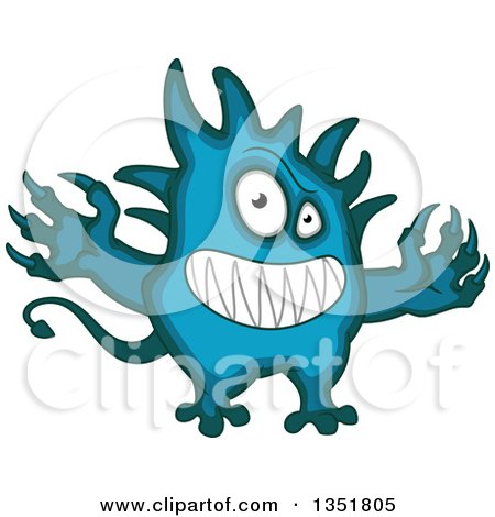 Clipart of a Cartoon Blue Germ, Virus or Monster - Royalty Free Vector Illustration by Vector Tradition SM