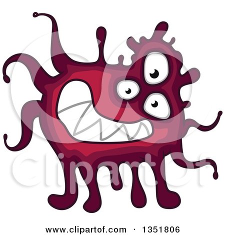 Clipart of a Cartoon Red Germ, Virus or Monster - Royalty Free Vector Illustration by Vector Tradition SM