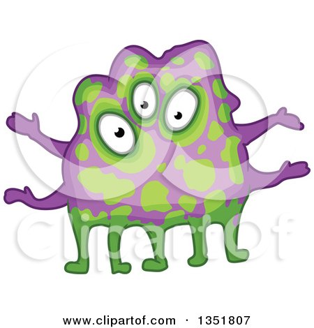 Clipart of a Cartoon Purple and Green Germ, Virus or Monster - Royalty Free Vector Illustration by Vector Tradition SM