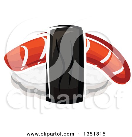 Clipart of a Cartoon Nigiri Sushi with Smoked Salmon - Royalty Free Vector Illustration by Vector Tradition SM