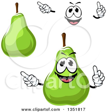 Clipart of a Cartoon Face, Hands and Green Pears 2 - Royalty Free Vector Illustration by Vector Tradition SM