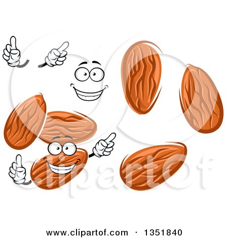 Clipart of a Cartoon Face, Hands and Almonds 2 - Royalty Free Vector Illustration by Vector Tradition SM
