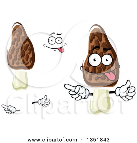 Clipart of a Cartoon Face, Hands and Morel Mushroom Character 2 - Royalty Free Vector Illustration by Vector Tradition SM