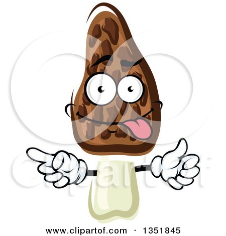 Clipart of a Cartoon Goofy Morel Mushroom Character - Royalty Free Vector Illustration by Vector Tradition SM