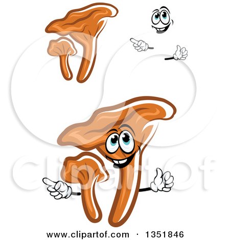 Clipart of a Cartoon Face, Hands and Chanterelle Mushrooms 3 - Royalty Free Vector Illustration by Vector Tradition SM