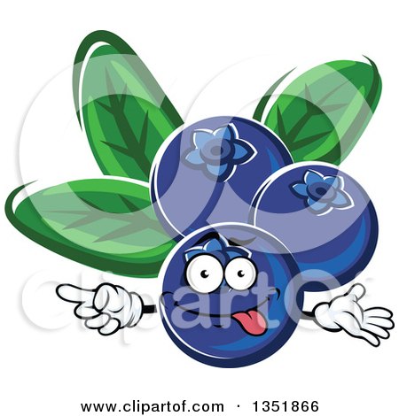 Clipart of a Cartoon Goofy Blueberries Character Pointing - Royalty Free Vector Illustration by Vector Tradition SM