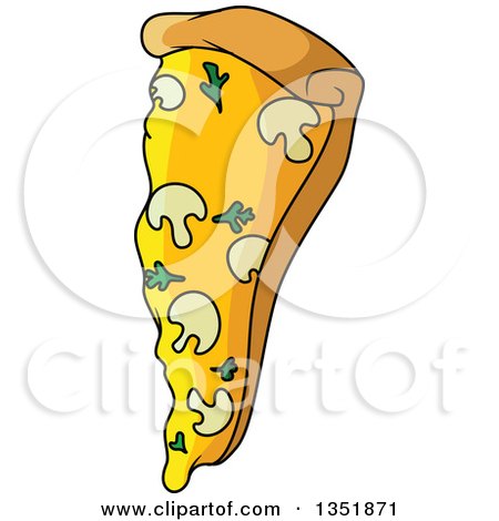 Clipart of a Cartoon Pizza Slice with Mushrooms and Parsley - Royalty Free Vector Illustration by Vector Tradition SM