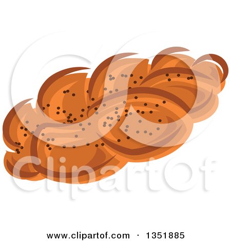 Clipart of a Cartoon Plaited Bread with Poppy Seeds - Royalty Free Vector Illustration by Vector Tradition SM
