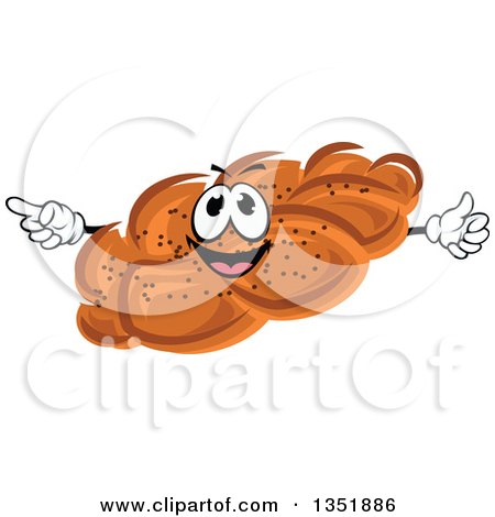 Clipart of a Cartoon Plaited Bread Character with Poppy Seeds - Royalty Free Vector Illustration by Vector Tradition SM