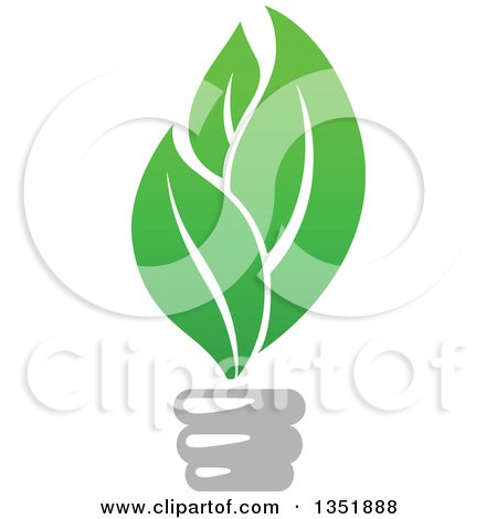 Clipart of a Green Leaf Light Bulb - Royalty Free Vector Illustration by Vector Tradition SM