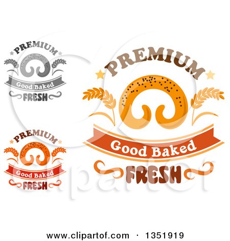 Clipart of Bakery Text Designs of Pretzels and Wheat - Royalty Free Vector Illustration by Vector Tradition SM