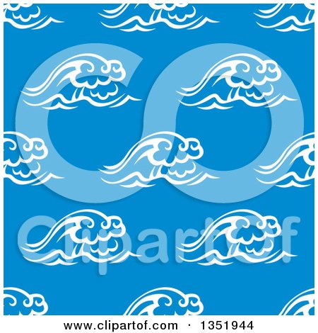 Clipart of a Seamless Background Pattern of White Waves over Blue 4 - Royalty Free Vector Illustration by Vector Tradition SM