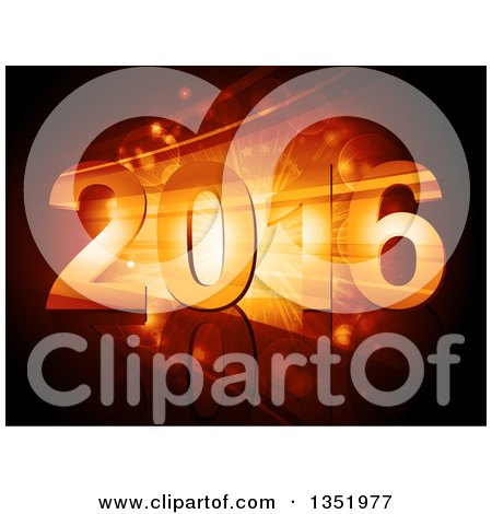 Clipart of 2016 New Year Numbers over a Golden Burst with Flares - Royalty Free Vector Illustration by elaineitalia