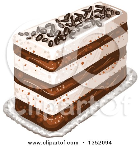 Clipart of a Rectangular Layered Cake Topped with Chocolate Sprinkles - Royalty Free Vector Illustration by merlinul