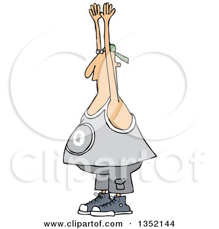 Clipart of a Cartoon Chubby White Juvenile Deliquent Man Holding up His Hands - Royalty Free Vector Illustration by djart