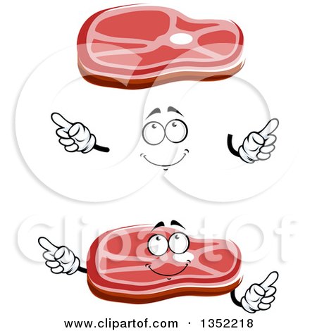 Clipart of a Cartoon Face, Hands and Beef Steaks - Royalty Free Vector Illustration by Vector Tradition SM