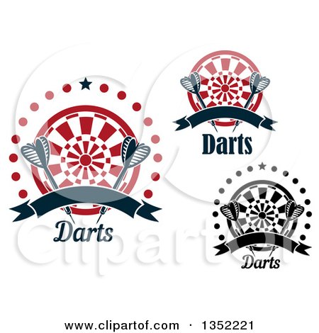 Clipart of Throwing Darts, Targets, Blank Banners, Stars and Dots with Text - Royalty Free Vector Illustration by Vector Tradition SM