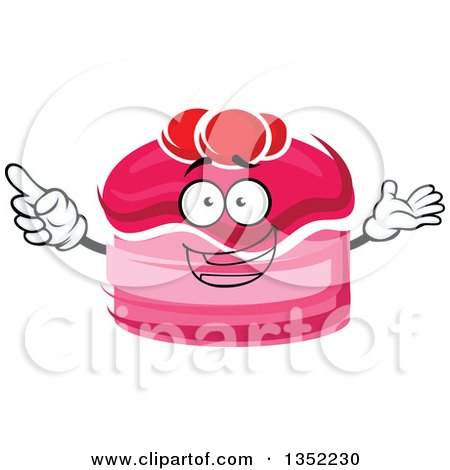 Clipart of a Cartoon Pink Cake Character Garnished with Cranberries - Royalty Free Vector Illustration by Vector Tradition SM