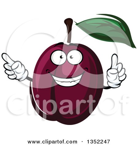 Clipart of a Cartoon Plum Character Holding up a Finger - Royalty Free Vector Illustration by Vector Tradition SM