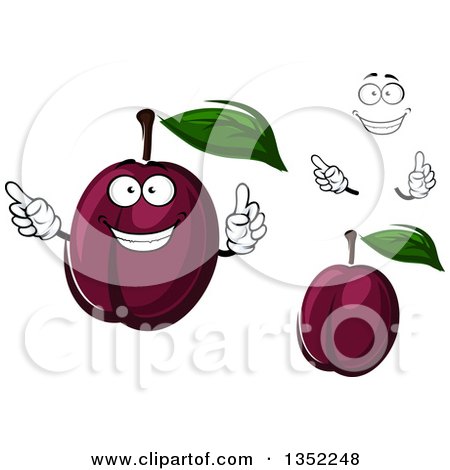 Clipart of a Cartoon Face, Hands and Plums - Royalty Free Vector Illustration by Vector Tradition SM