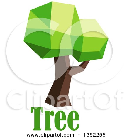 Clipart of a Low Poly Geometric Tree over Text - Royalty Free Vector Illustration by Vector Tradition SM