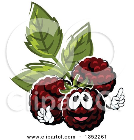 Clipart of a Cartoon Blackberry Character Holding up a Finger - Royalty Free Vector Illustration by Vector Tradition SM