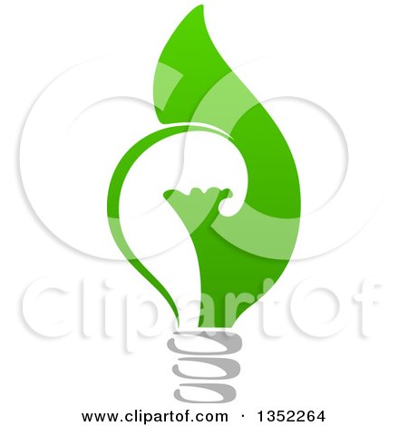 Clipart of a Green Leaf Light Bulb - Royalty Free Vector Illustration by Vector Tradition SM