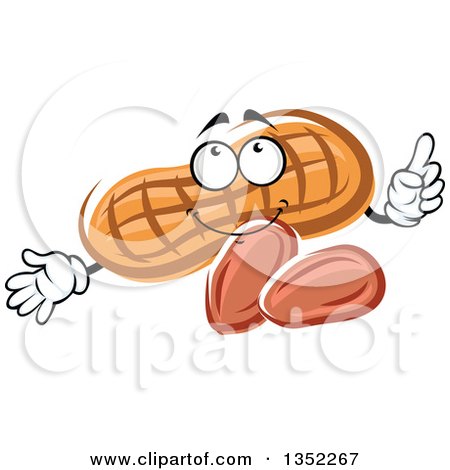 Clipart of a Cartoon Peanut Character Holding up a Finger - Royalty Free Vector Illustration by Vector Tradition SM