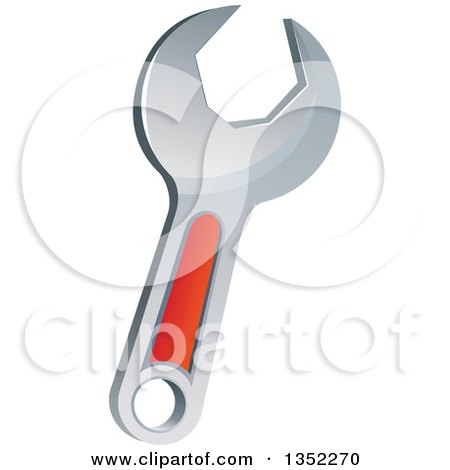 Clipart of a Cartoon Red and Silver Spanner Wrench - Royalty Free Vector Illustration by Vector Tradition SM
