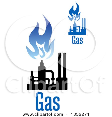 Clipart of Black and Blue Natural Gas and Flame Designs with Text - Royalty Free Vector Illustration by Vector Tradition SM