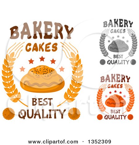 Clipart of Bakery Designs with Poppy Seed Buns, Stars and Wheat - Royalty Free Vector Illustration by Vector Tradition SM