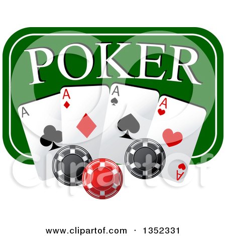 Clipart of a Green Poker Sign with Chips and Playing Cards - Royalty Free Vector Illustration by Vector Tradition SM