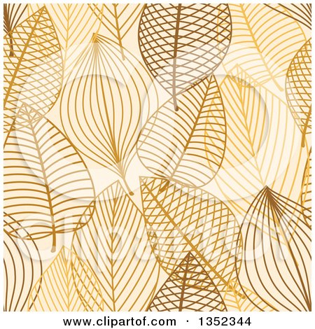 Clipart of a Seamless Pattern Background of Brown Skeleton Leaves - Royalty Free Vector Illustration by Vector Tradition SM