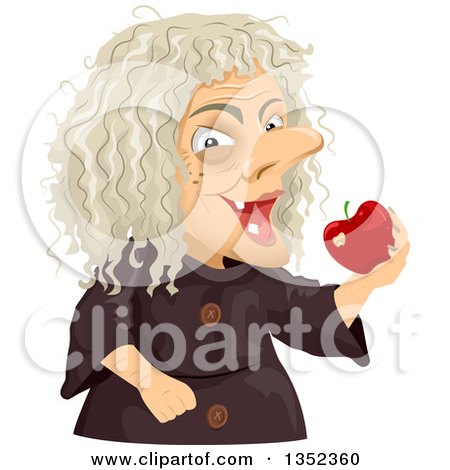 Clipart of a Scary Old Hag Holding an Apple - Royalty Free Vector Illustration by BNP Design Studio