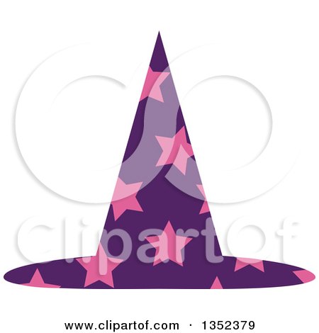 Clipart of a Purple Star Patterned Wizard Hat - Royalty Free Vector Illustration by BNP Design Studio