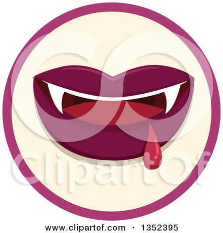 Clipart of a Round Vampiress Mouth and Blood Icon - Royalty Free Vector Illustration by BNP Design Studio