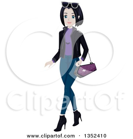 Clipart of a Teenage Vampire Girl Walking - Royalty Free Vector Illustration by BNP Design Studio