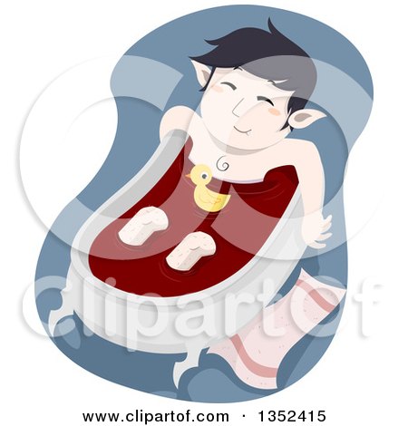 Clipart of a Vampire Relaxing in a Blood Bath - Royalty Free Vector Illustration by BNP Design Studio