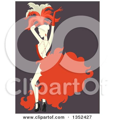 Clipart of a Retro Cabaret Performer Dancing over Purple - Royalty Free Vector Illustration by BNP Design Studio