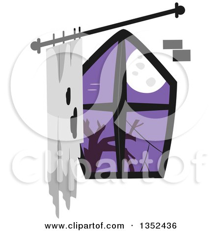 Clipart of a Creepy Window with a Full Moon - Royalty Free Vector Illustration by BNP Design Studio